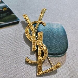 Yves Saint Laurent Paris Engraved Minimalist Luxury Brooch